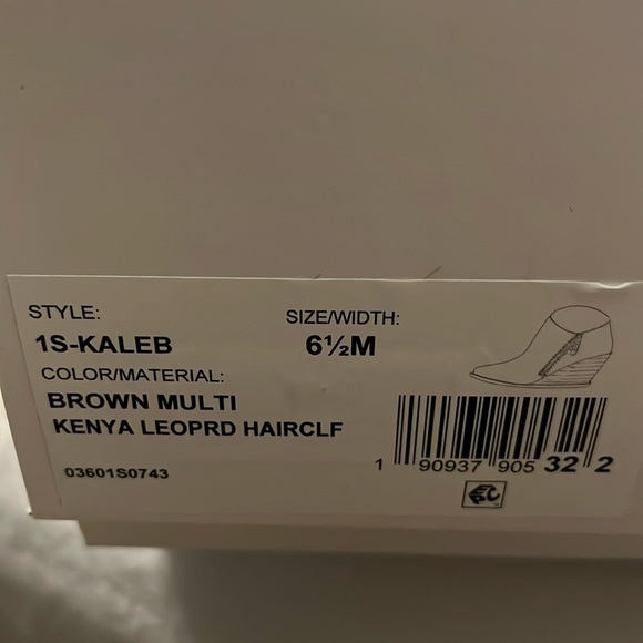 New 1. State Kaleb Wedge Bootie in Brown Multi Calf Hair Size 6.5 M - Picture 2 of 6